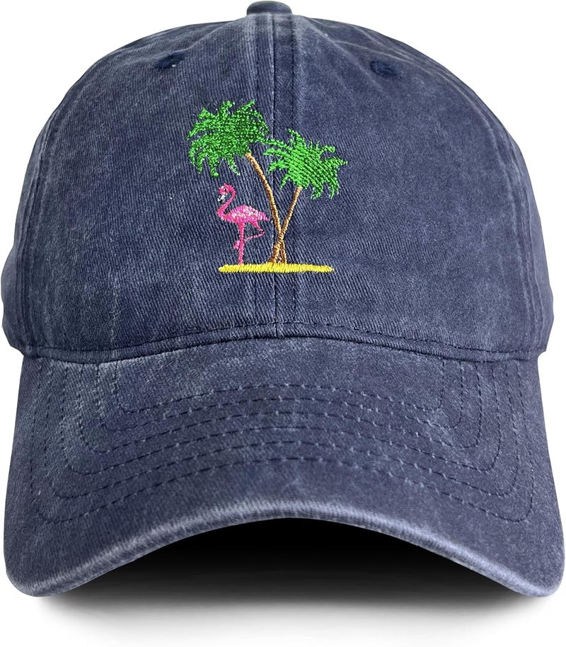 RLQWTKV Flamingo Beach Palm Tree Baseball Hat for Women Men Bees Adjustable Embroidered Cap - Image 1